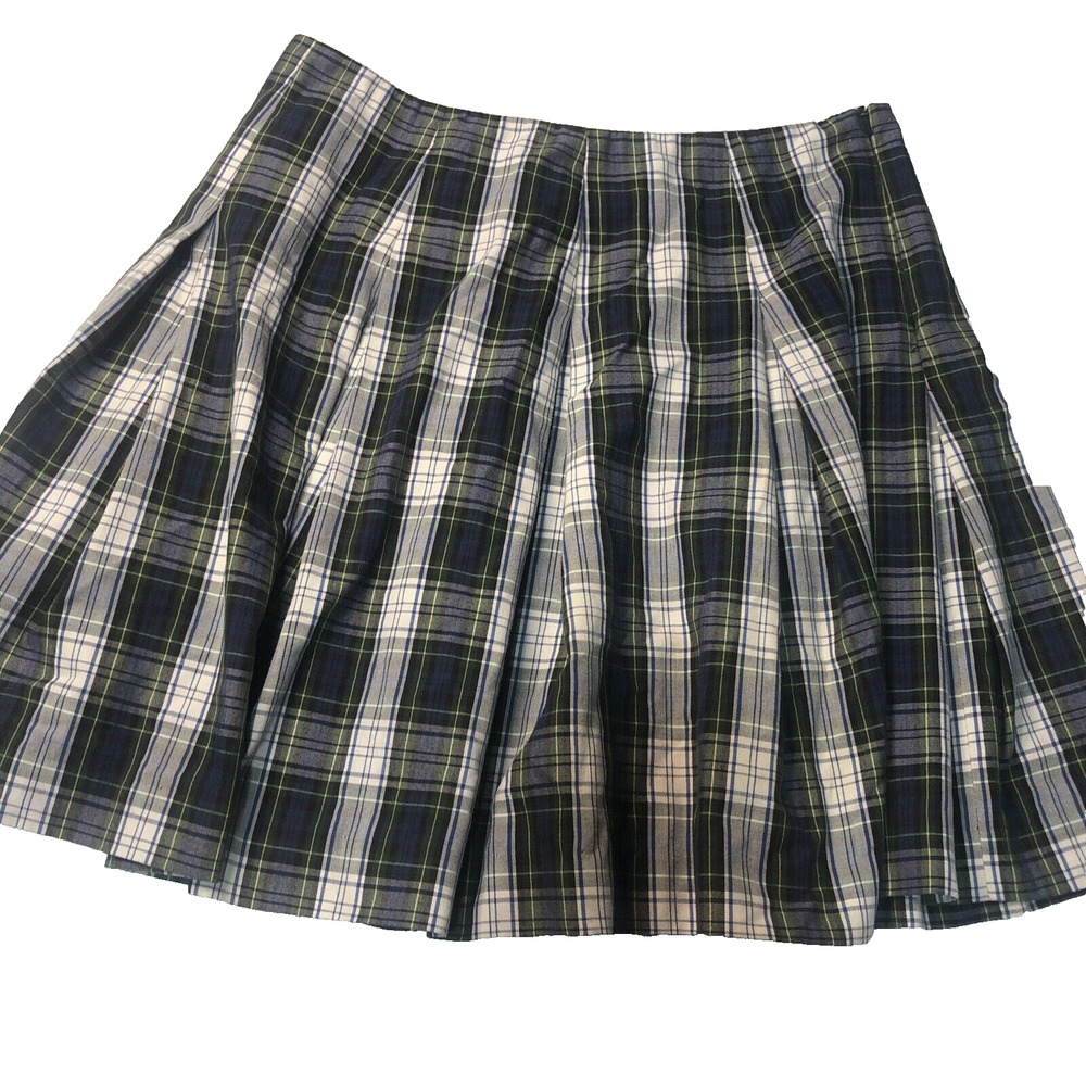 Dennis Uniform Side Zip Plaid Uniform Pleated Skirt, Size Girls J7.